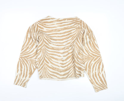Marks & Spencer Women's Beige Animal Print Pullover Jumper Size 8