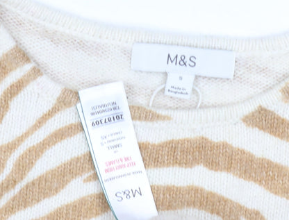 Marks & Spencer Women's Beige Animal Print Pullover Jumper Size 8