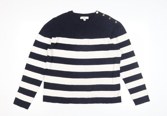 Marks and Spencer Women's Blue Striped Pullover Jumper M