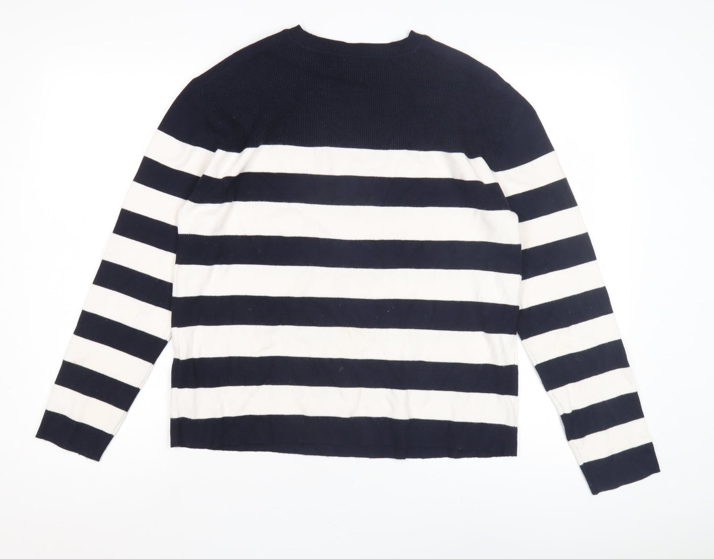 Marks and Spencer Women's Blue Striped Pullover Jumper M