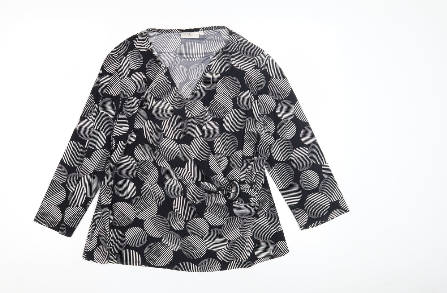 Country Casuals Women's Black XL Wrap Geometric Blouse