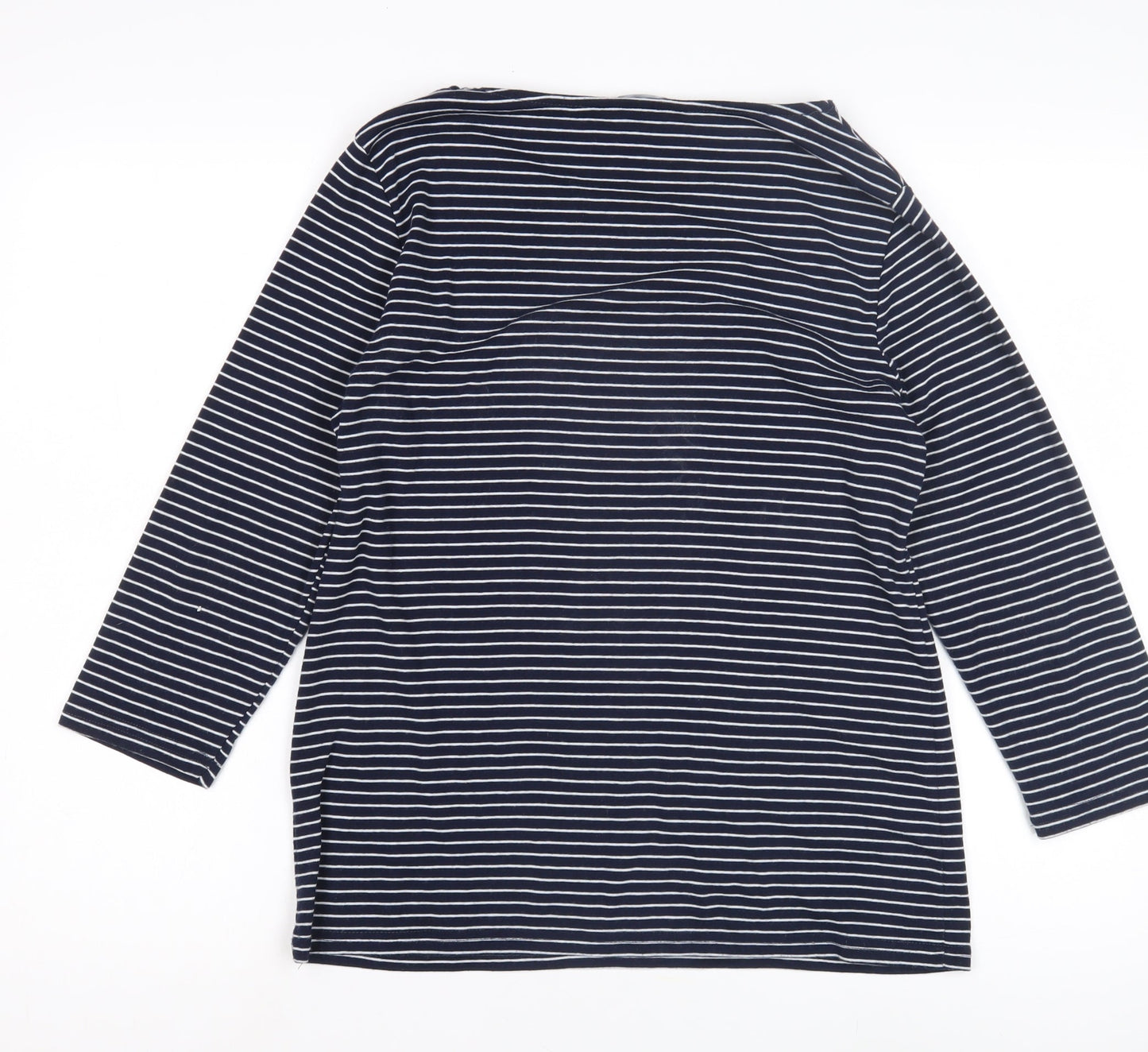Bonmarché Women's Blue Striped T-Shirt 14 with Sequin Heart