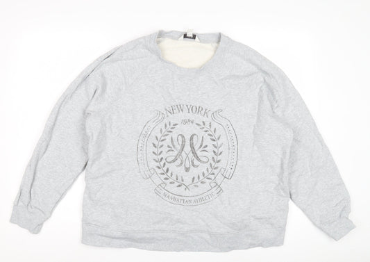 Marks and Spencer Unisex Grey Logo Sweatshirt L Pullover