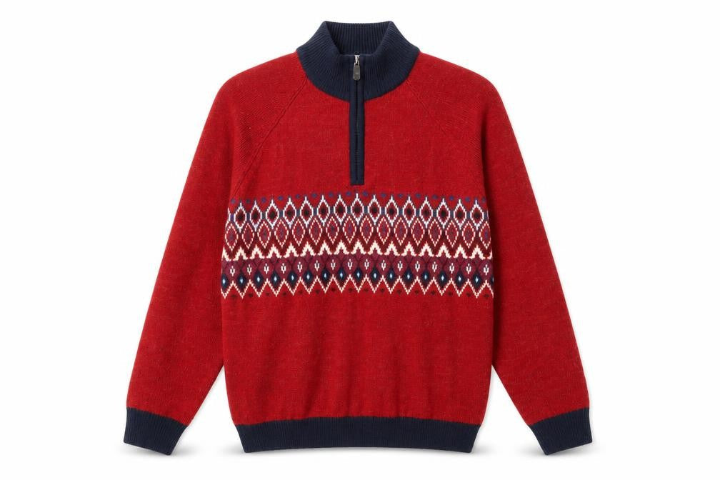 Cotton Traders Men's Red Argyle Pullover Jumper M