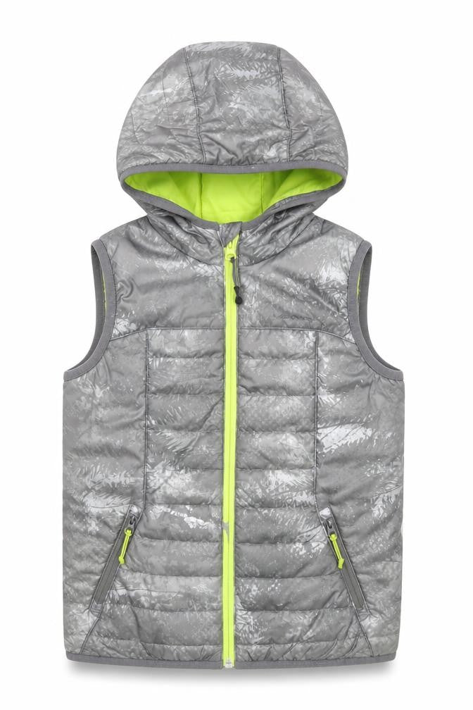 Decathlon Boys Grey Hooded Puffer Jacket 8 Years