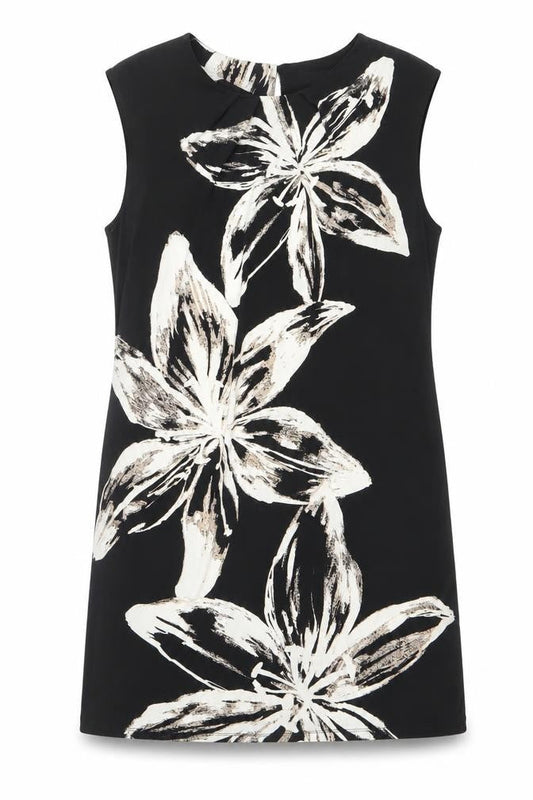 Wallis Black Floral Shift Dress, Size 10, Women's Party