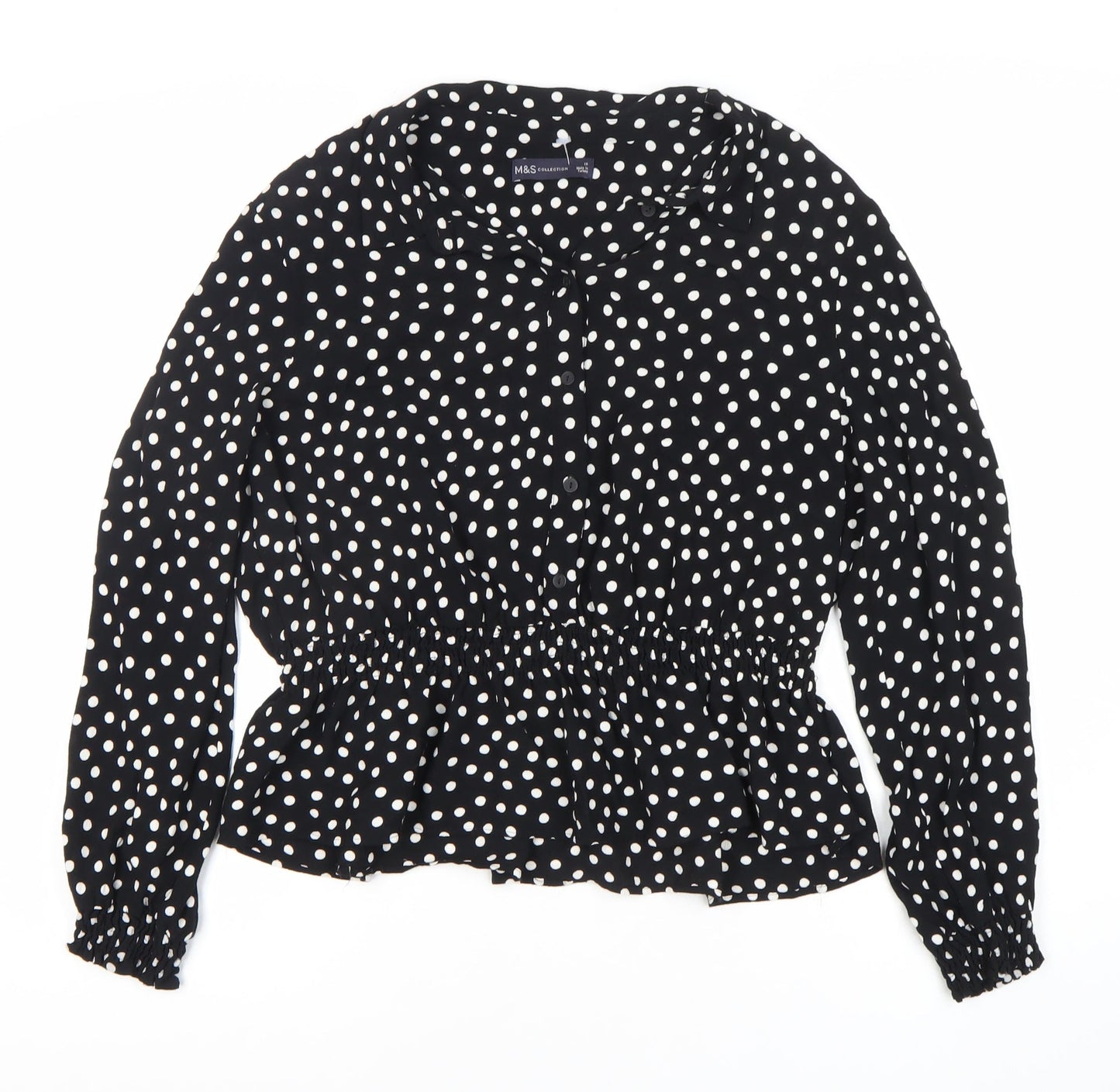 Marks and Spencer Women's Black Polka Dot Blouse Size 18