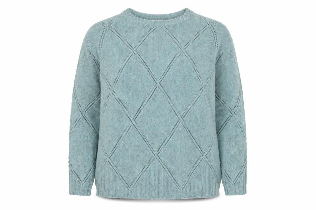 Bianco Blu Blue Women's XL Argyle Knit Jumper