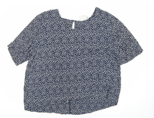 ICHI Women's Blue Polka Dot Blouse Size 12