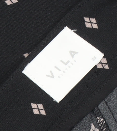 Vila Women's Black Argyle Trousers Size 10