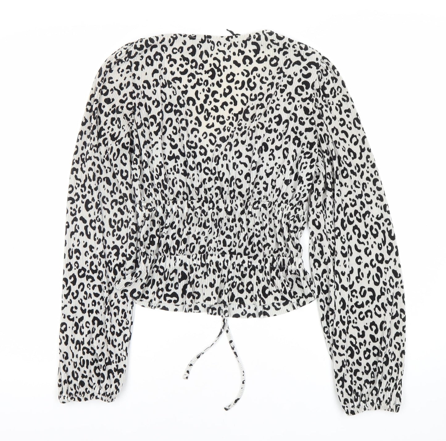 Zara Women's Cropped White Animal Print Blouse Size 4
