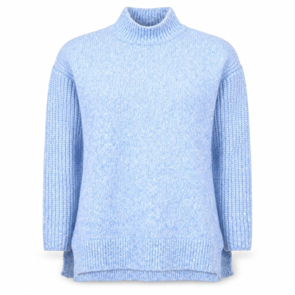 Marks & Spencer Women's Blue Mock Neck Jumper - L