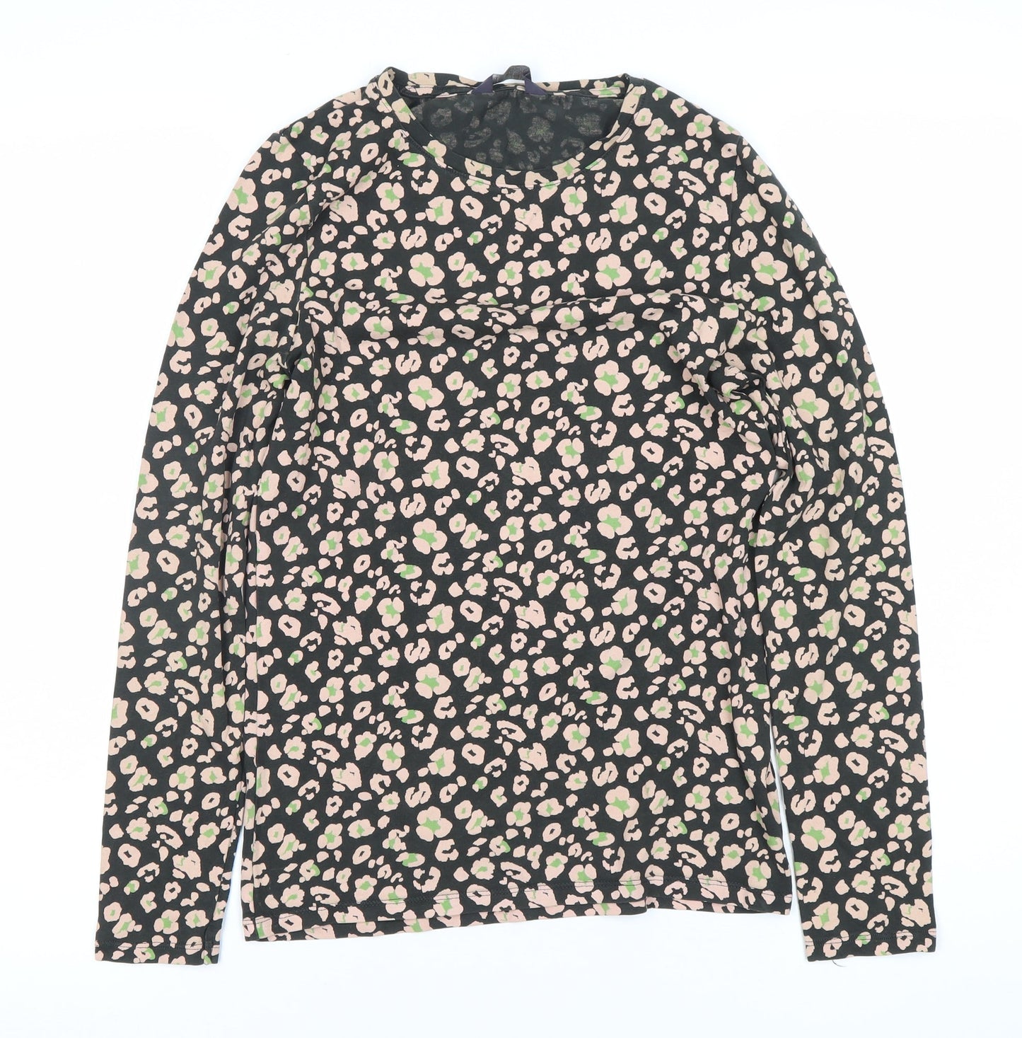 Marks and Spencer Women's Black Floral T-Shirt Size 8