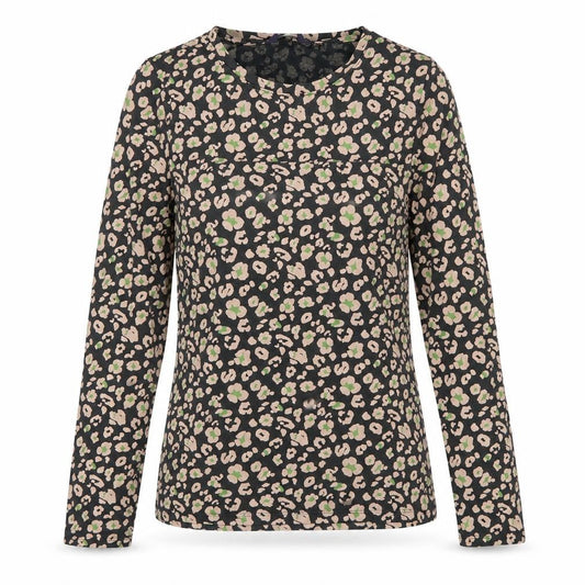 Marks and Spencer Women's Black Floral T-Shirt Size 8