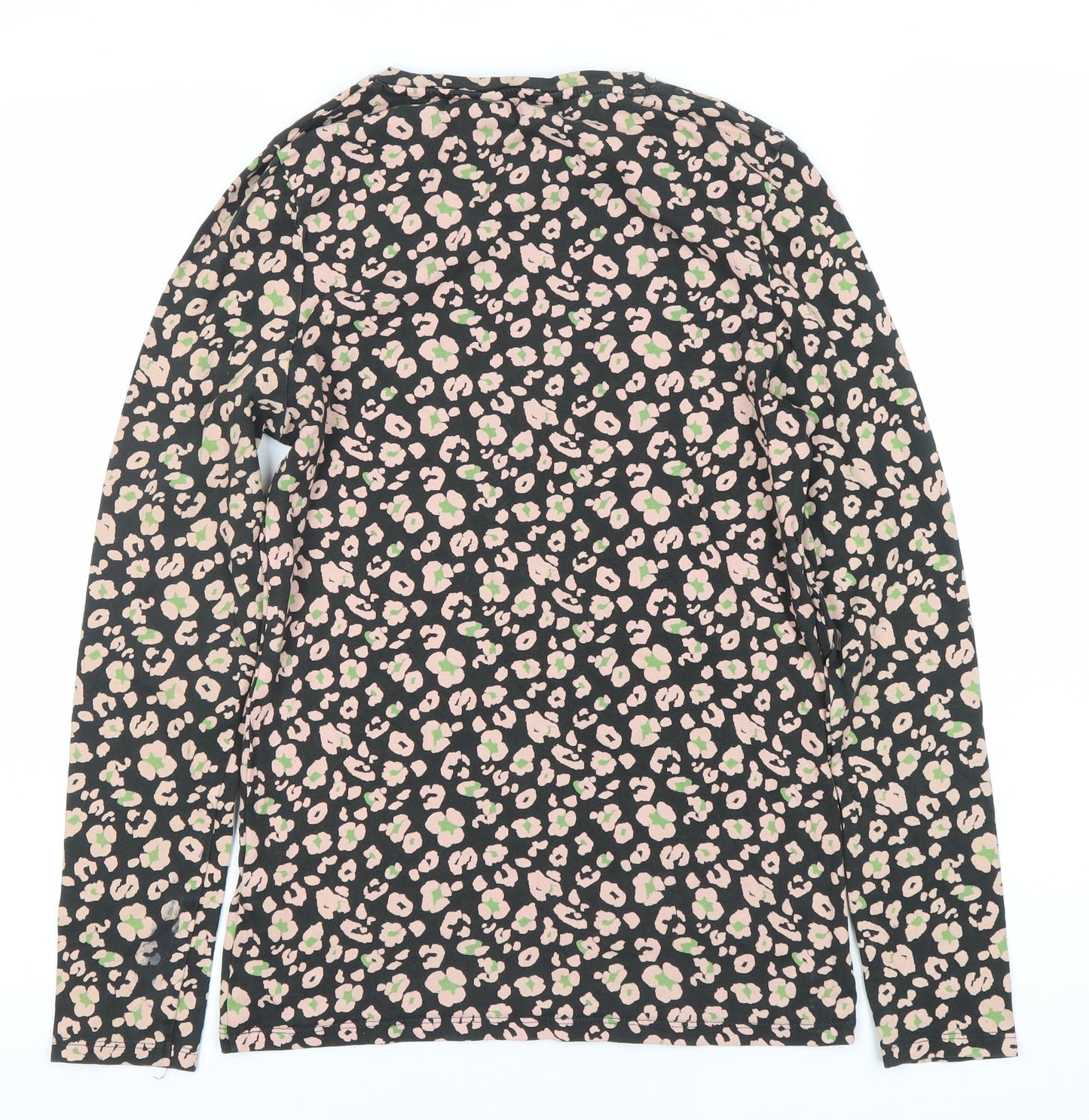 Marks and Spencer Women's Black Floral T-Shirt Size 8