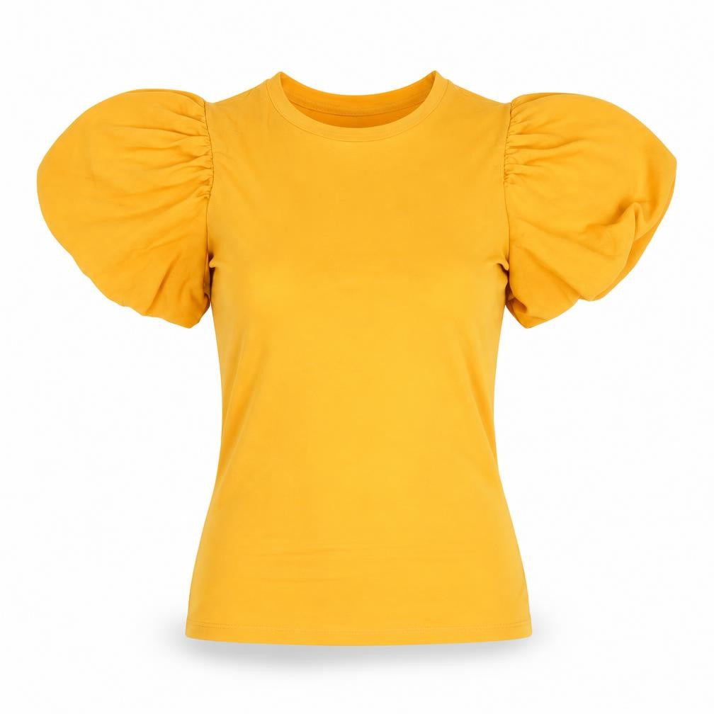 Evyous Women's Yellow Puff Sleeve T-Shirt Size 10