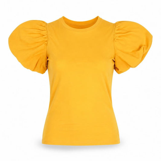 Evyous Women's Yellow Puff Sleeve T-Shirt Size 10