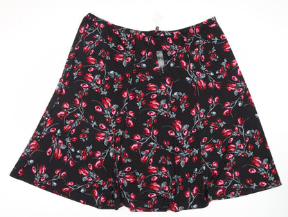 Wardrobe Womens Essentials Black Floral A-Line Skirt - 30
