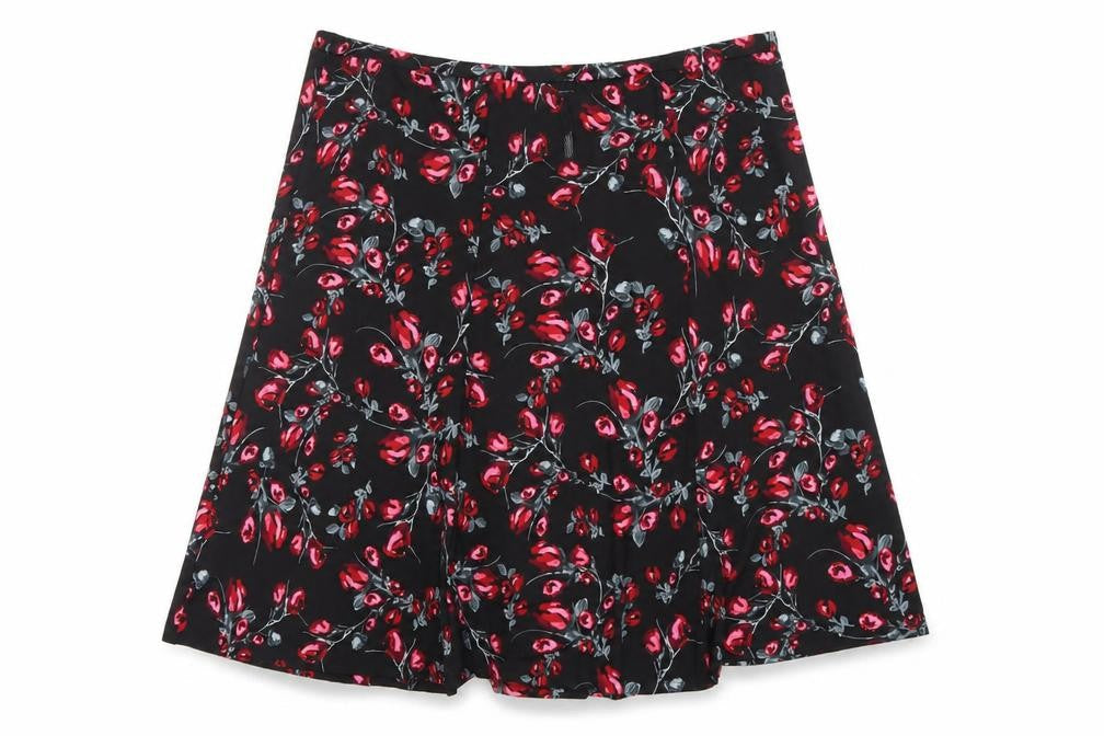 Wardrobe Essentials Unisex Black Floral A-Line Skirt - 30