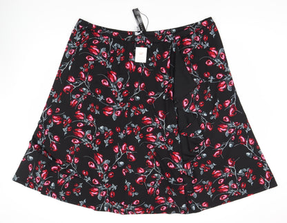 Wardrobe Womens Essentials Black Floral A-Line Skirt - 30