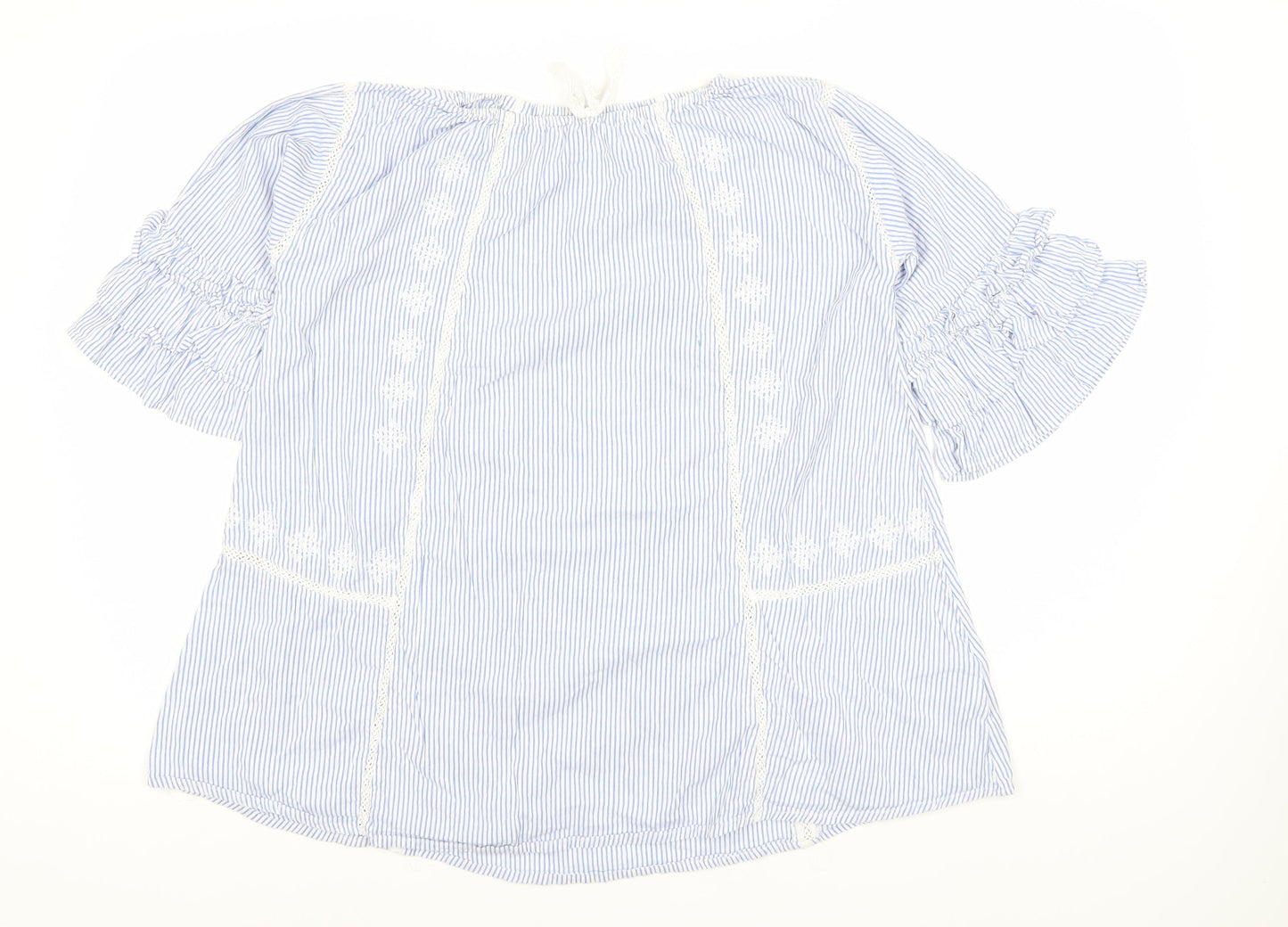 Next Teen Blue Striped Blouse, 3/4 Sleeve, Size 12