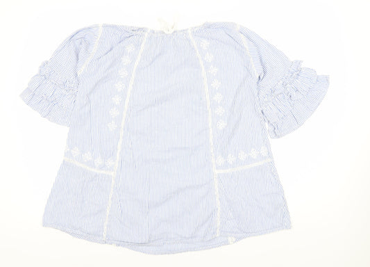 Next Teen Blue Striped Blouse, 3/4 Sleeve, Size 12