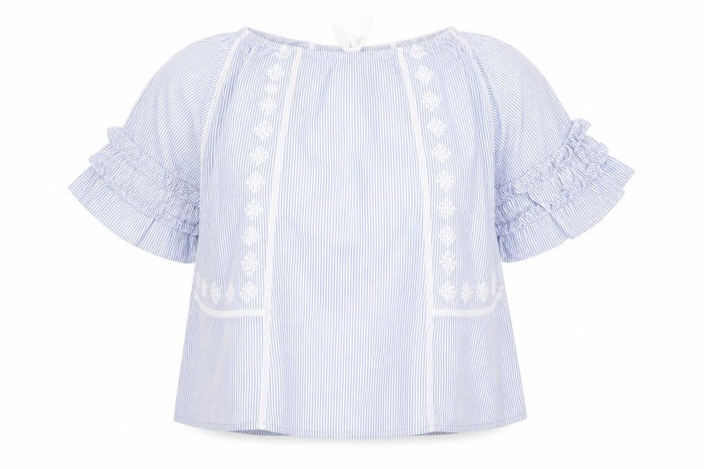 Next Teen Blue Striped Blouse, 3/4 Sleeve, Size 12