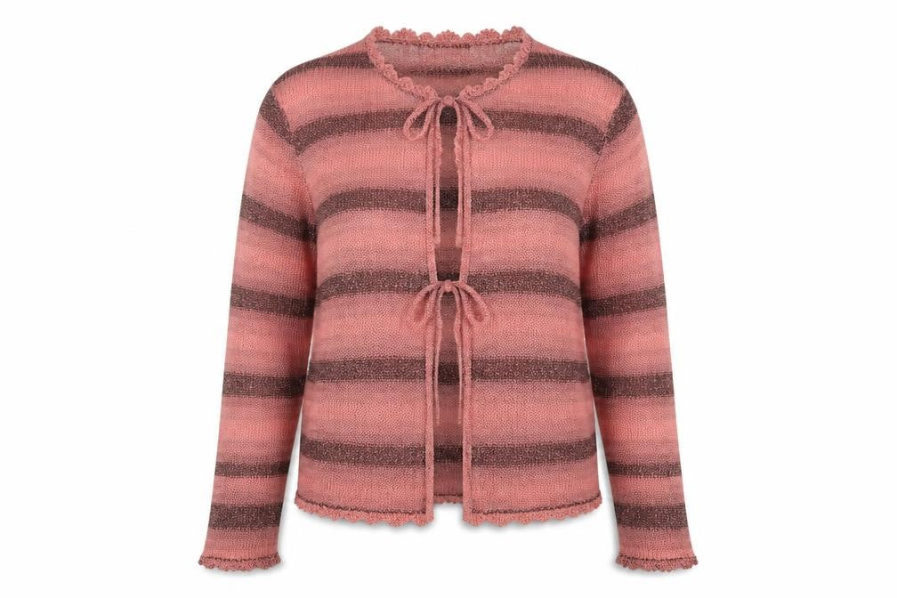 Jessica Graaf Women's Pink Striped Cardigan Medium