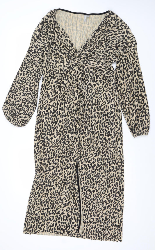 SOSO Women's Beige Animal Print Dress Size 12