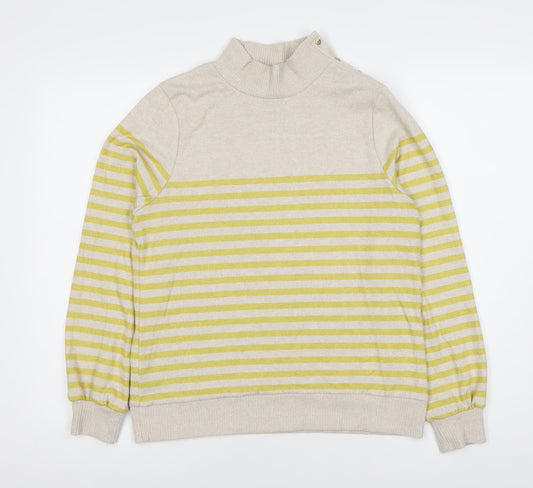 Next Women's Beige Striped Mock Neck Pullover Size 14