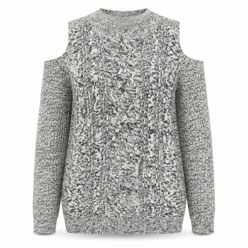 BE YOU Women's Grey Cold Shoulder Knit Jumper - Size 12