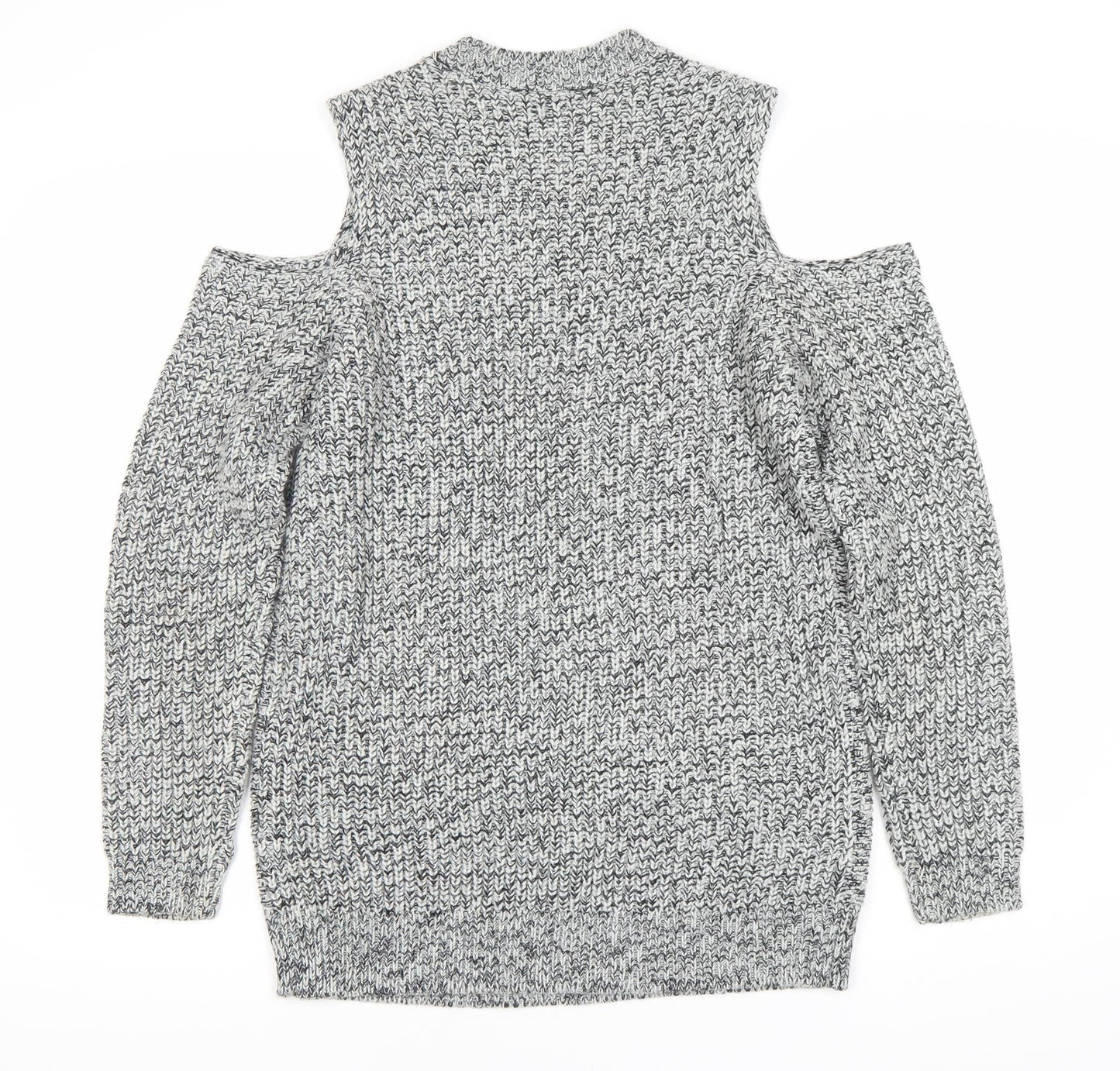 BE YOU Women's Grey Cold Shoulder Knit Jumper - Size 12