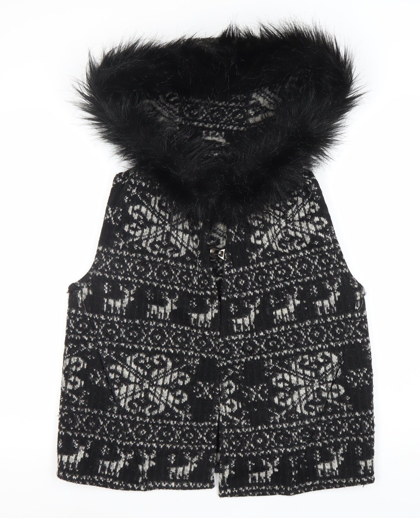 Zara Women’s Black Wool Hooded Waistcoat M