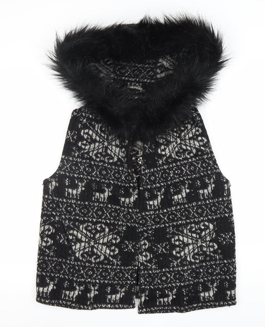 Zara Women’s Black Wool Hooded Waistcoat M