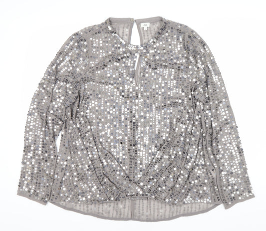 River Island Women's Grey Sequin Blouse Size 12