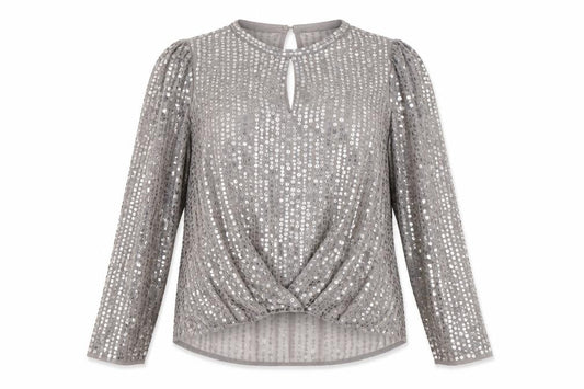 River Island Women's Grey Sequin Blouse Size 12