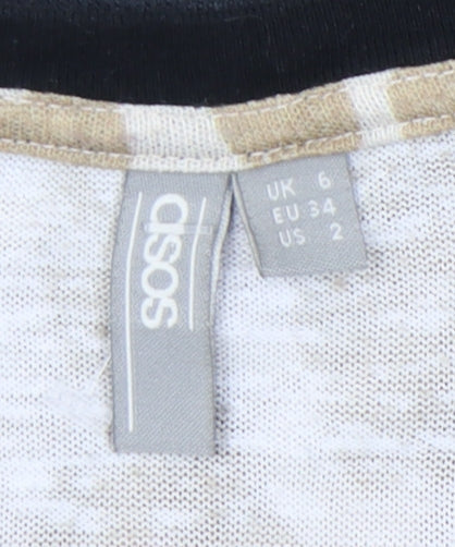ASOS Women's Beige V-Neck T-Shirt Size 6, Casual Summer Top