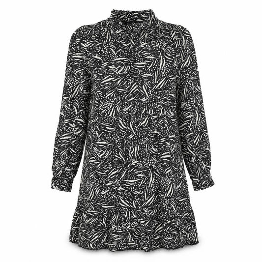 New Look Women's Black Animal Print Long Sleeve Dress - Size 10