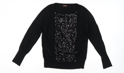 Additional front view of Savoir Women's Black Sequin jumper, size 12