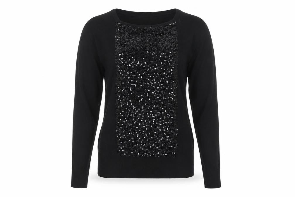 Savoir Women's Black Sequin Pullover Jumper Size 12