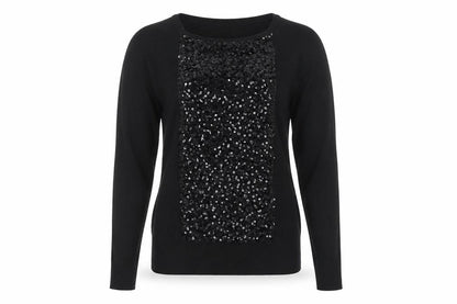 Front view of Savoir Women's Black Sequin jumper, size 12