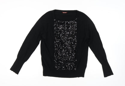 Back view of Savoir Women's Black Sequin jumper, size 12