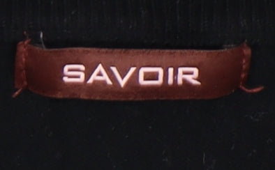 Brand and care label for Savoir Women's Black Sequin jumper, size 12