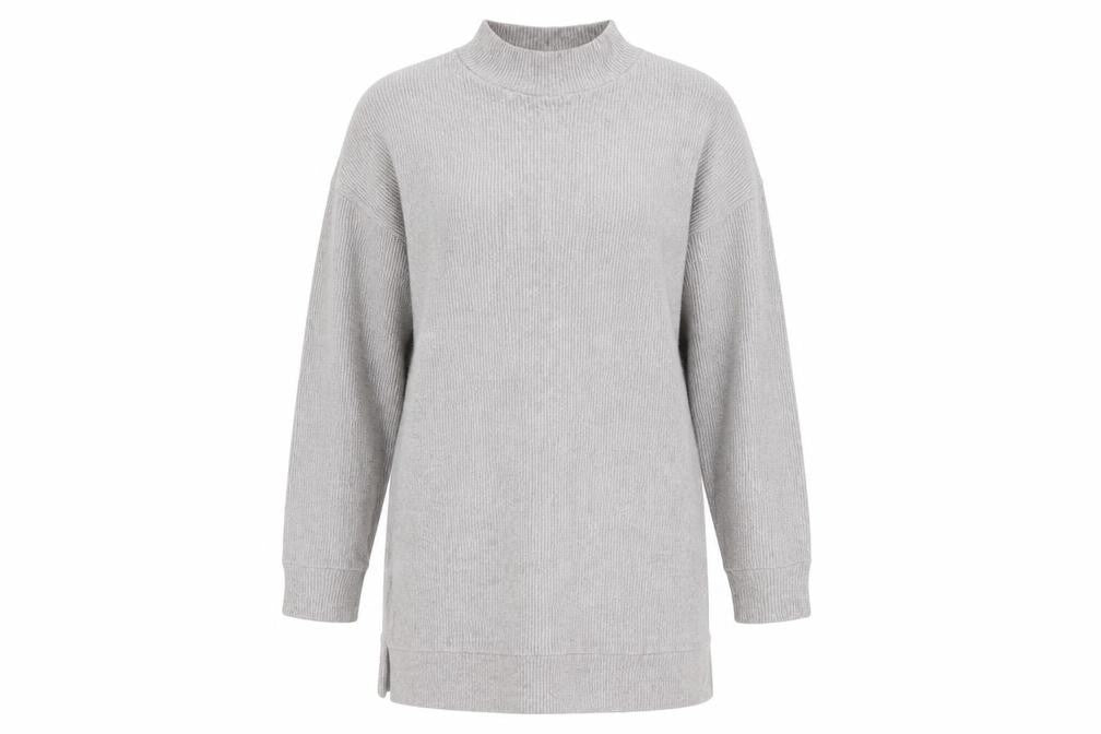 Bershka Women's Grey High Neck Knit Jumper - L