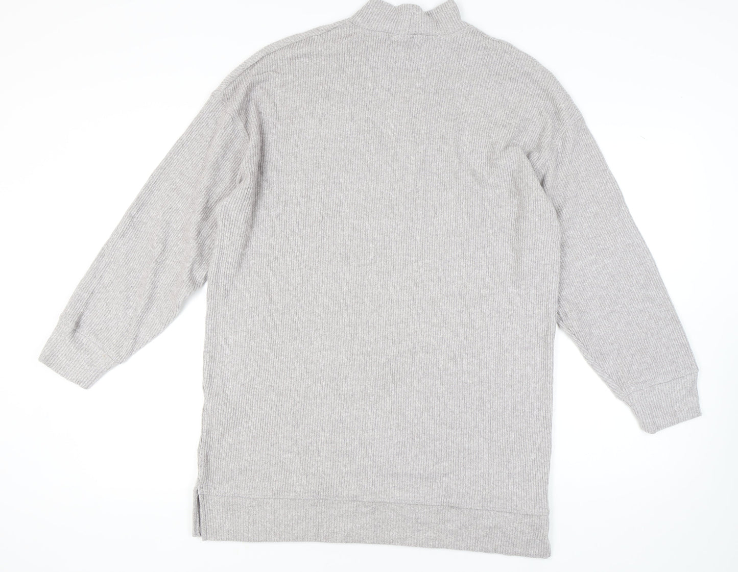 Bershka Women's Grey High Neck Knit Jumper - L