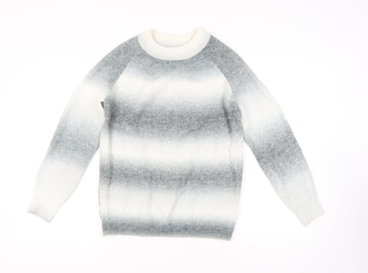 Marks and Spencer Women's Grey Striped Pullover Jumper