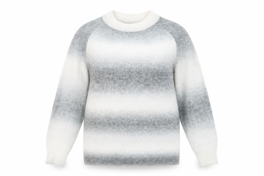 Marks & Spencer Women's Grey Striped Pullover Jumper