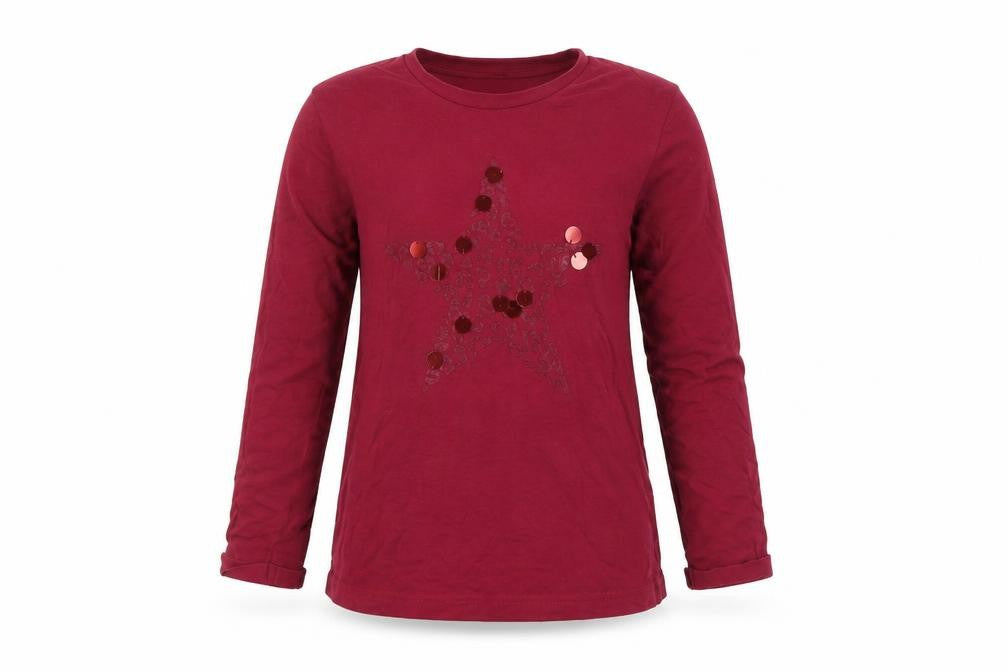 Regatta Girls Red Long Sleeve T-Shirt, 11-12 Years, Sequin Accent