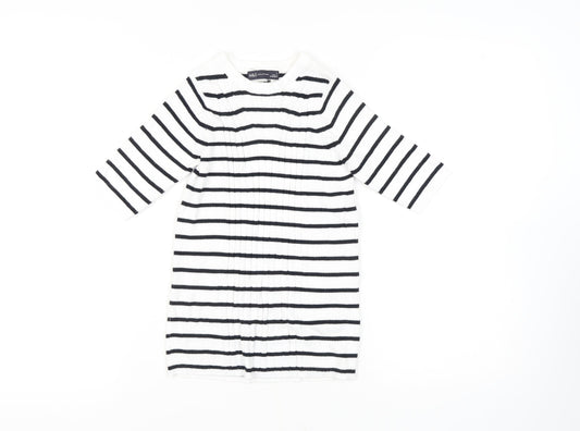 Marks and Spencer Women's White Striped Pullover Jumper