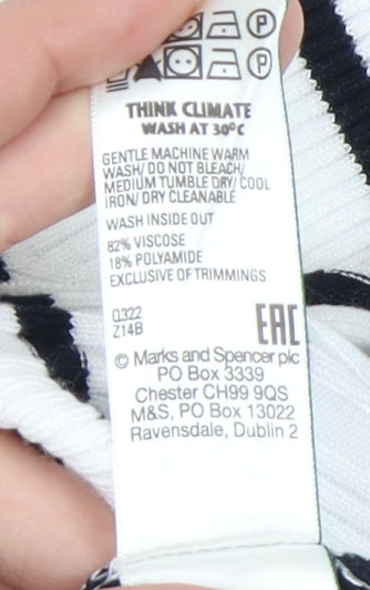 Marks and Spencer Women's White Striped Pullover Jumper